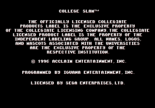College Slam screenshot 4 for Sega Genesis